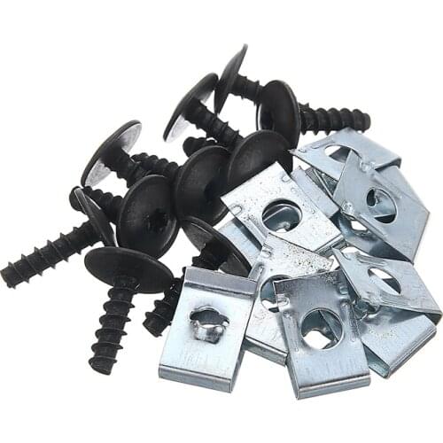 For Ford for BMW for Honda 20pcs Car Chassis Engine Guard Screw Metal Nut Clamp Washers U-shape Fastener Clips Kit