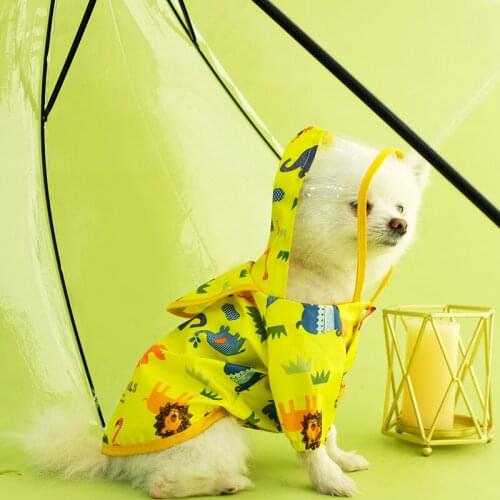 Pet Dog Raincoat Cartoon Cute Animal Transparent Hooded Reflective for Small Medium Dog Rain Coat Waterproof Jacket Dog Clothes