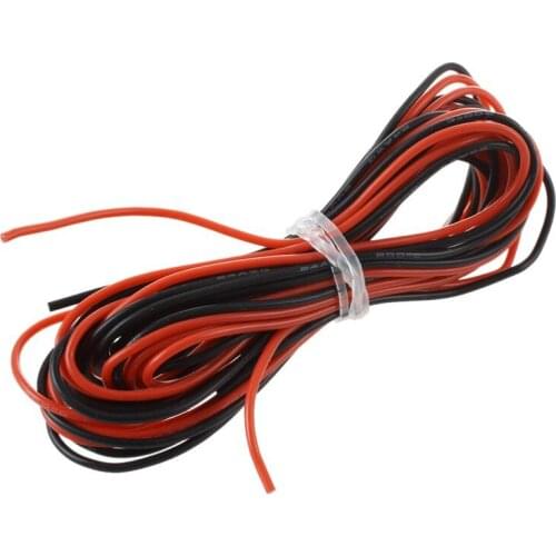 LBER 2x 24 Gauge AWG Silicone Rubber Wire Cable Red Black Flexible