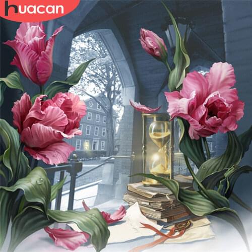 HUACAN 5d Diamond Painting Flower Handmade Gift DIY Diamond Embroidery Rose Mosaic House Wall Art Handicraft