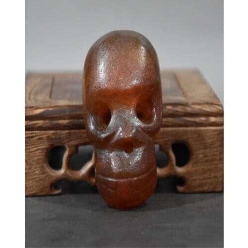 Hongshan Culture Natural Red Crystal Skull Head Sculpture Mascot Collection Pendant Jewelry Home Decoration Gift