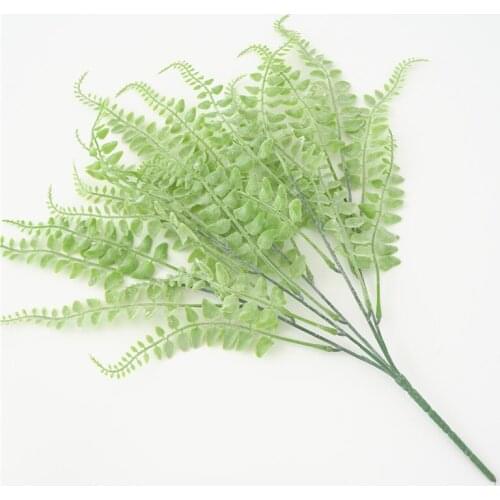 Artificial persian fern grass DIY fake plastic leaves green plant garden home table decorative flowers