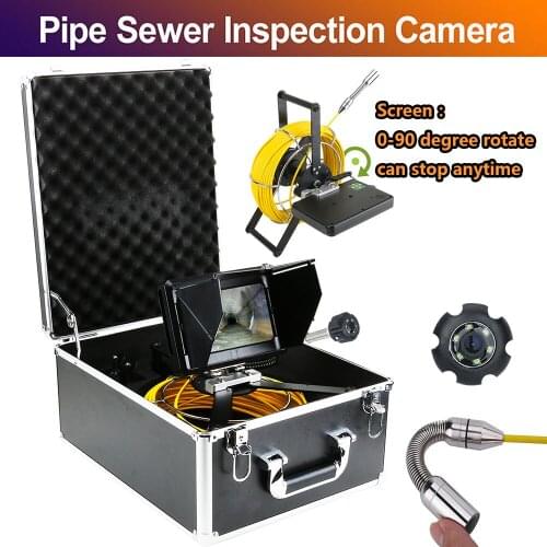 Pipe Inspection Video Camera 20M IP68 Waterproof Drain Pipe Sewer Inspection Camera System 7" IPS 1200 TVL Camera with 6W LED