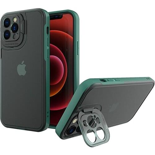 Cross-dressing Folding Invisible Camera Bracket Phone Case For iPhone 12 11 Pro Max XS XR X 7 8 Plus SE 2020 Hard Business Cover
