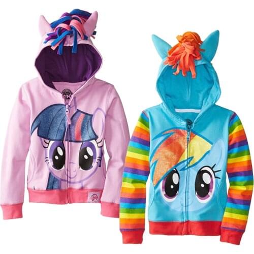 Ready Stock Little Pony Girls Boys Jacket Autumn Cartoon Fashion Hooded Outerwear Christmas Coat 3 4 5 6 7 8 Years Kids Clothes