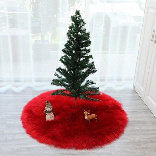 Fur Party Mat Tree Skirt Sheepskin Xmas Round Christmas Shaggy Tree Plush Ornament For Christmas Tree Skirt Home Party Decor