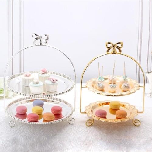Fashion 2layers gold/ silver metal cake stand cake decorating tools cupcake stand cake stand set for wedding decoration DGP063