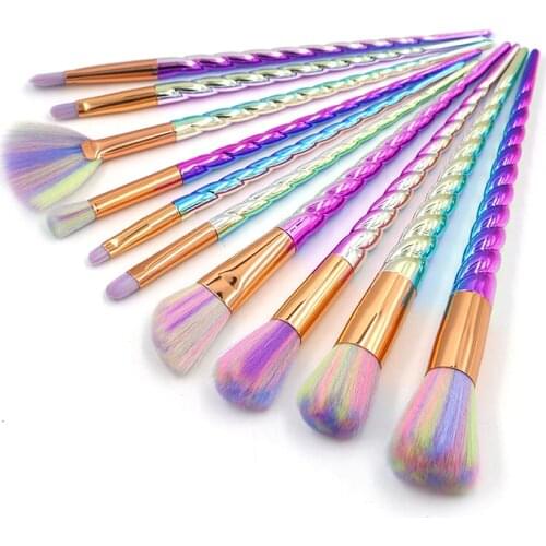 Fashion 10pcs Unicorn Makeup Brushes Set Cosmetic Make Up Brush Foundation Blending Face Power Eye Beauty Cosmetics Makeup Tool