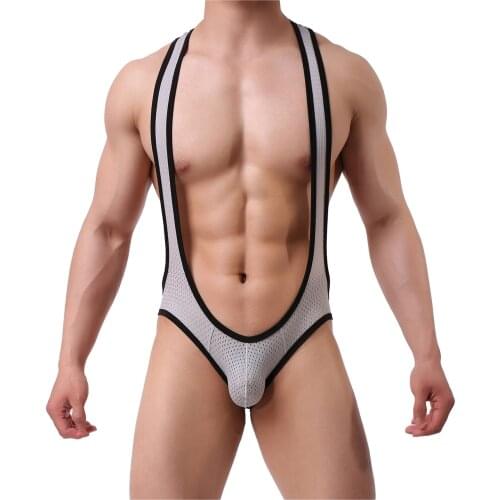 MenS Sexy Underwear Suit Vest Split Temptation Hollow Decorative Color Block Adult Fashion Stomata Rear Split Panties