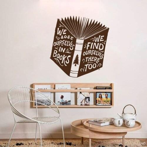 Wall Decal Quote We Lose Ourselves in Books Find Too Vinyl Sticker Kids Bedroom Library Study Books Reading Room Home Decor Q538