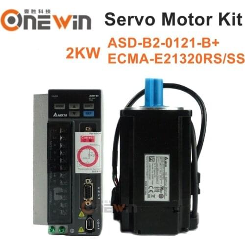 New and original 2kw 2000rpm 9.55N.m 130mm ECMA-E21320RS SS + ASD-B2-2023-B AC servo motor drive kit and 3M cable with brake