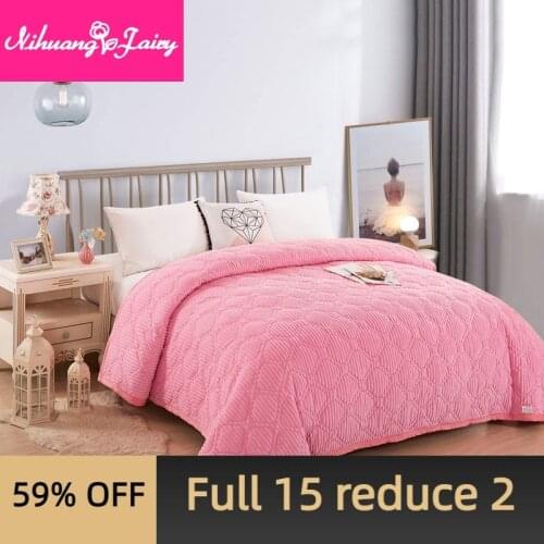 Magic velvet bed cover crystal velvet winter warm AB version of solid color quilted double thick blanket double non-slip sheets