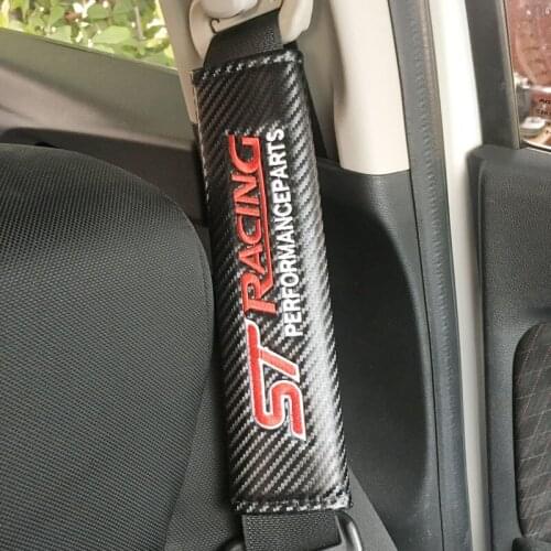 2PCS/set ST Racing Carbon Fiber Seat Belt Cover Shoulder For Ford Focus MK2 MK3 Fiesta Mondeo Escape