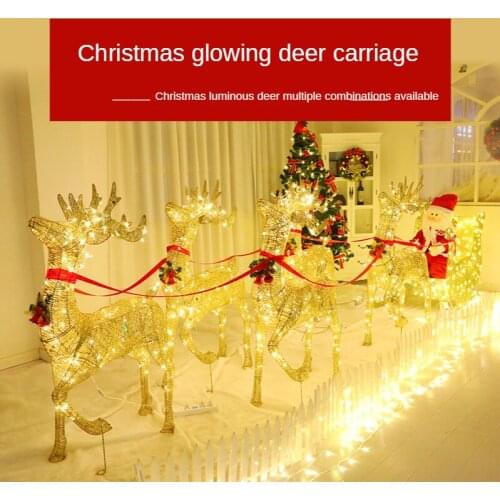 Christmas Luminous Elk Trolley Iron Santa Claus Decoration Supplies Ornament