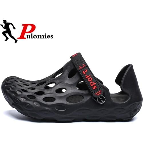 PULOMIES Summer Men Sandals Massage Clogs Slippers Outdoor Garden Shoes Men Pool Sandals Bathroom Slides Mules Beach Slippers