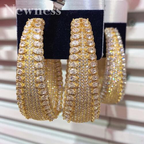 Newness Big Earrings For Women Three Tone Color Ear Drops Copper Women Width Baguette Earring Fashion Jewelry