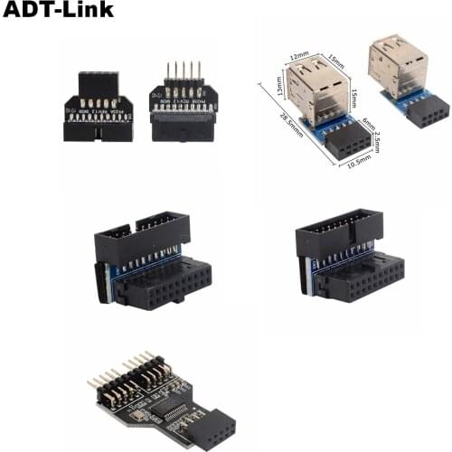 USB3.0 19 PIN 20 pin female to USB2.0 9 pin male adapter USB 3.0 19/20Pin to USB 2.0 9PIN converter adapter Chassis Front