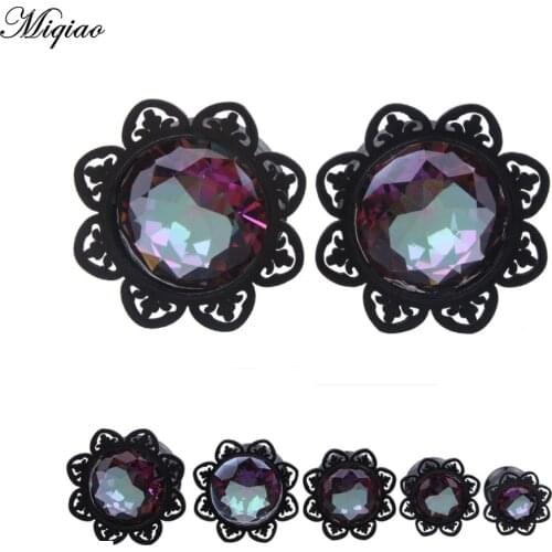 Miqiao 6-20mm Stainless Steel Ear Expansion Irregular Black Pattern Edge Auricle Jewelry Piercing Ear Expansion body jewelry