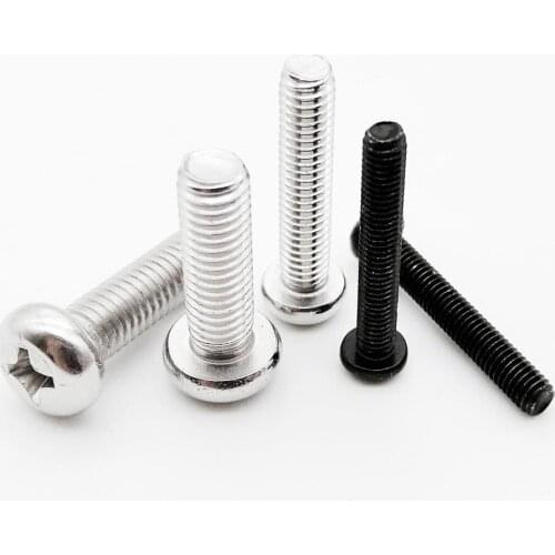 50X M1 M1.2 M1.4 M1.6 M2 M2.5 M3 M4 Mini Micro Small Light Black A2 304 Stainless steel Cross Phillips Pan Head Screw Round Bolt