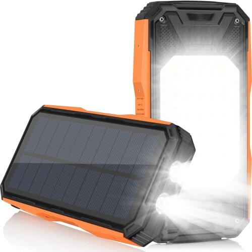 26800mAh Solar Power Bank QC PD 3.0 PoverBank Fast Charging Powerbank Outdoor Waterproof Camping Light for Xiaomi Samsung Iphon