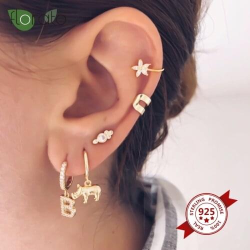 925 Silver Ear Buckle European And American Bison Hoop Earrings For Fashion Women Party Hiphop Minimalist Animal Accessories