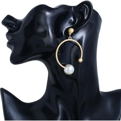 2019 new fashion earrings ladies earrings gold geometric shape alloy pearl earrings pendant jewelry