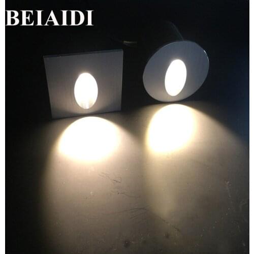 BEIAIDI 10pcs Waterproof LED Step Light 1W 3W Outdoor Recessed Wall Stair Lamp Footlights Villa Pathway Fence Aisle corner light