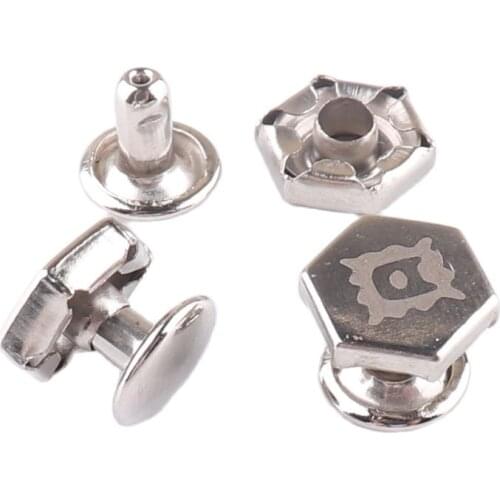 100 sets Double Cap Rivets 8*8mm Silver Patterned Stud Rivets Bag Shoes Garment Leather Craft Decorations DIY Sew Supplies