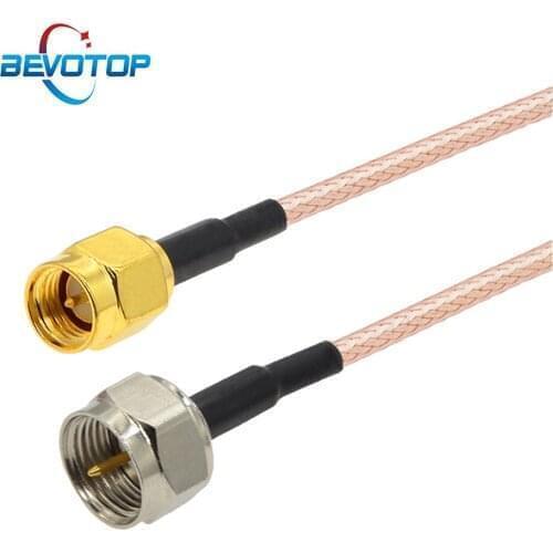 100PCS RG316 Pigtail Cable F Male TV Plug to SMA Male Pin Connector WIFI Antenna Router Extension Cable RF Coaxial Jumper Cord