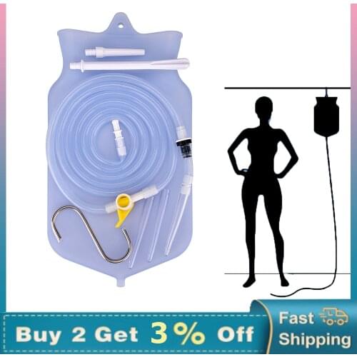 2L Coffee Enema Bag Kit Reusable Silicone Water Colon Cleansing Enteroclysm Detoxified Bowel Bags Vaginal Anal Washing
