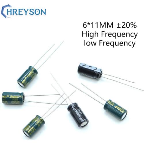 20Pcs 6*11 High Frequency Low ESR Aluminum Electrolytic Capacitor Kit 16V 35V 50V 10V 470UF 680UF 220UF Full Values Assorted Set