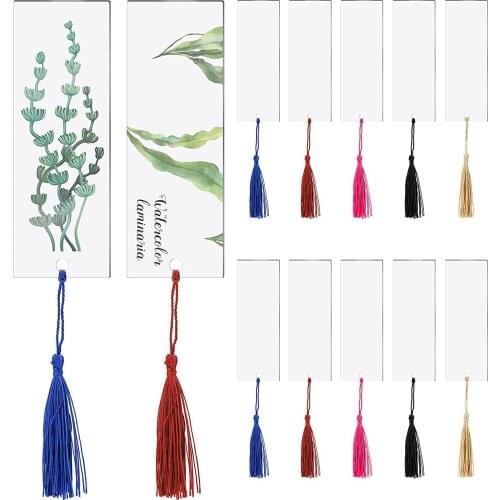 40 PCS Acrylic Bookmark Blank Clear DIY Unfinished Mini Book Markers with Colorful Tassels for DIY Craft Ornaments