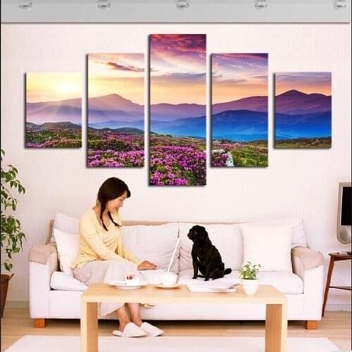 5 wall art modern mountains and flowers high-definition pictures household decorative canvas painting wall picture of the bedroo