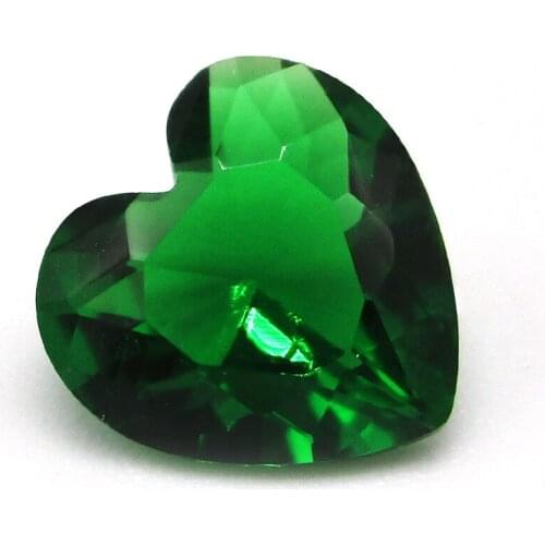 50pcs 6x6mm 7x7mm 8x8mm Heart Cut Synthetic Gems Beads Loose Green Glass Stone For Jewelry