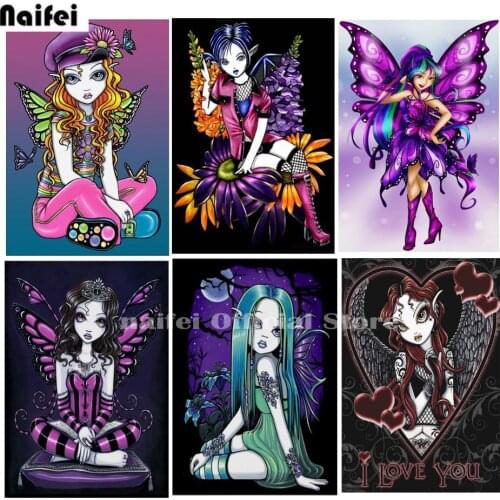 5d Full Diamond Painting Butterfly Fairy Mosaic Embroidery Cartoon Girl Cross Stitch Wall Art Diy Needlework Kits Kids Gift Deco