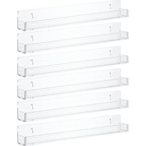 6pcs Clear Acrylic Invisible Floating Rack Wall Mount Organizer Nail Polish Storage Rack Display Shelves Nail Art Storage Racks