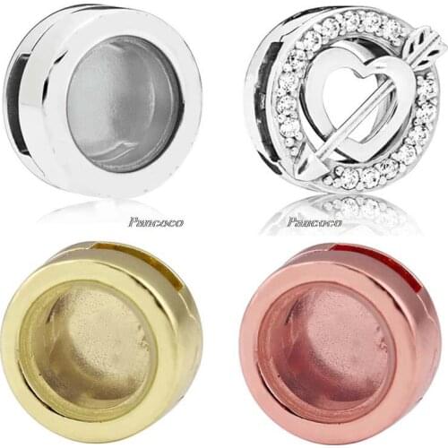 925 Sterling Silver Charm Reflexions Asymmetric Heart & Arrow Clip Stopper Lock Fit Pandora Bracelet Diy Jewelry
