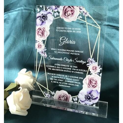 Custom 10pcs Acrylic Wedding Invitation,Peony,Rose Design Invitations,Blush,Pink,Navy Blue,Transparent Invite,Acrylic Invitation