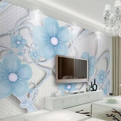 Beibehang Custom wallpaper murals 3D beautiful fresh Mediterranean flowers TV background wall papel pintado de pared wallpaper