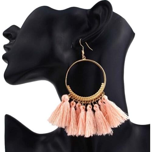 Bohemian Fashion Earrings New Temperament Creative Jewelry Earrings Large Circle Ladies Tassel Earrings Women Wholesale