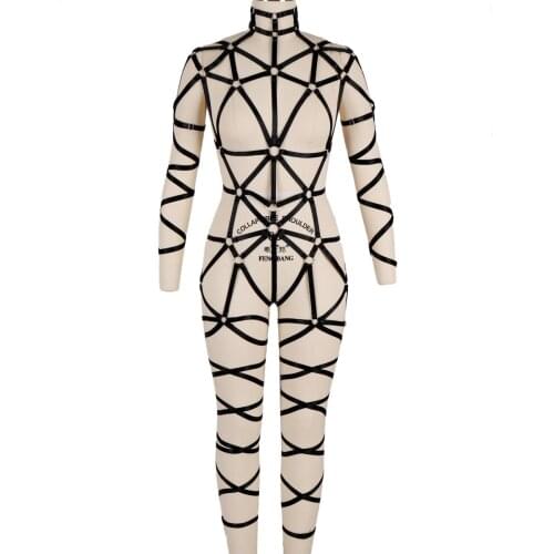 Elastic Dance Party Women Lingerie Set Sexy Lingerie Underwear Womens Body Harness Breast Punk Gothic Garter Belts Plus Size