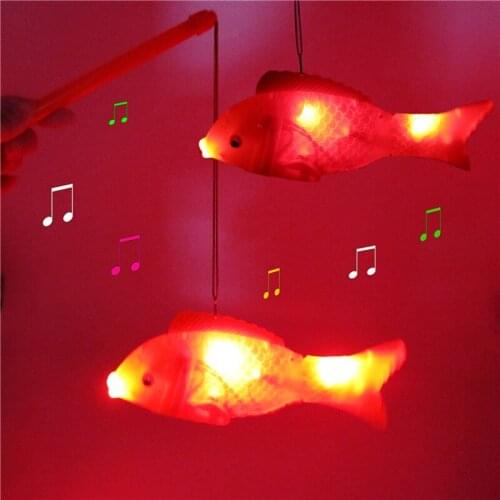 Electric Glowing Fish Toy with Rod Swing Educational Cute Gift for Children Kids NSV