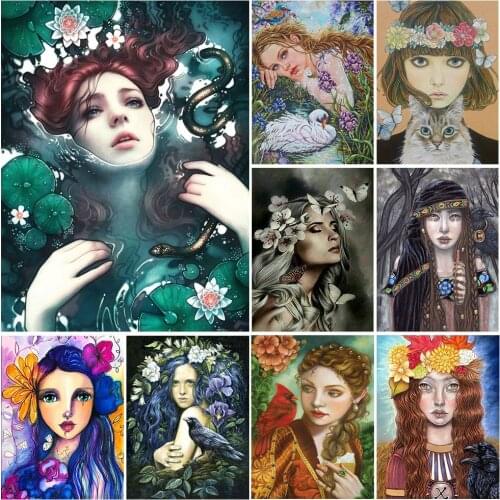 FIYO Woman Diamond Painting Full Square Round Drill Animals Owl Diamond Embroidery Mosaic Wall Decor Flowes Cross Stitch Gift