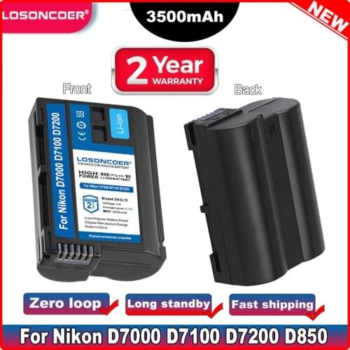 LOSONCOER EN-EL15 EN-EL15a EN-EL15b 3500mAh Battery for Nikon D7000 D7100 D7200, D850 D750 D7500 D810 D500 D800 D610 D600 L5
