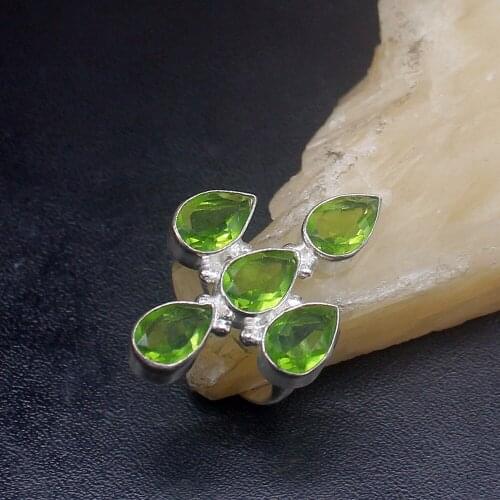 Gemstonefactory Jewelry Big Promotion Single Unique 925 Silver Amazing Green Peridot Women Men Gifts Rings 6.5# 20213147