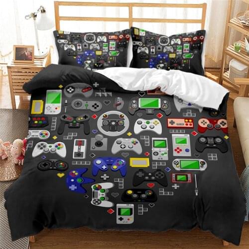 Gamepad Bedding Set Queen Size Duvet Cover Cartoon Bedding Kids Boys Girls Bed Set Game Quilt Cover Comforter Cover Bed Linen