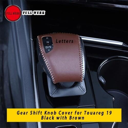 Hand Sewing Leather Car Gear Shift Knob Cover Cap for Touareg 19 Gear Cover Protector Decoration High Quanlity Interior Accesso