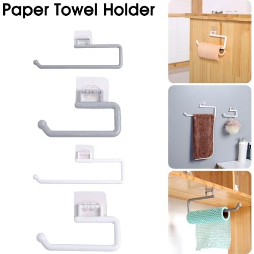 Kitchen Paper Towel Holder Self Adhesive Toilet Paper Roll Rack Stick on Wall Mounted Under Cabinet Bathroom Paper Towel Holder