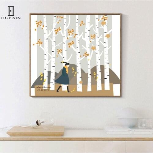 Sweet Birthday Decoration Gift Guestbook Fingerprint Creative DIY Sweet Souvenir For Home Party Warming Girl Walking In Forest