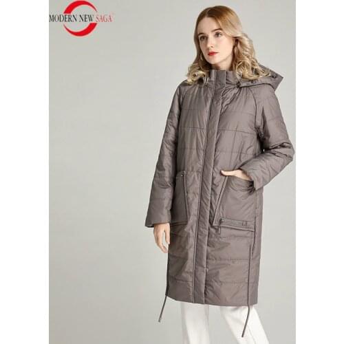 MODERN NEW SAGA 2020 Women Coat Autumn Cotton Padded Coat Hooded Fashion Women Long Coat Parka Lady Overcoat Puffer Long Jackets